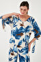 Patterned Regular Fit Three Quarter Sleeve V-Neck Bottom-Top Suit 5865357 - 4