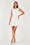 Regular Fit Crew Neck Flared Mini Length Evening Dress Dress 6525647 - 3