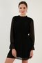 Sleeve Detailed Pleated Chiffon Mini Dress Dress 611shn03 - 2