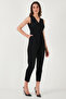 Slim Fit Straight Leg Double Breasted Collar Belted Jumpsuit Jumpsuit 6783626 - 6