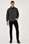 Cotton Regular Fit Half Zipper Stand Collar Sweat Men's Sweat 5905470 - 2
