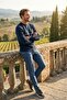 Cotton Stripe Detailed Relaxed Fit Crew Neck Sweat Men's Sweat 5901227