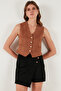 Fitted Scuba Suede V-Neck Buttoned Vest Vest 5865576 - 3