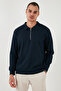 Cotton Regular Fit Half Zip Polo Collar Sweat Men's Sweat 5905805 - 5