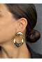 Circular Gold Color Big Earrings - 3