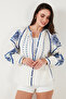 Embroidered Oversize Fit Cotton V-Neck Shirt Shirt 676242 - 6