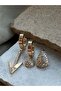Triple Earrings with Gold Color Arrow and Stone - 2