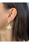 Gold Color Star Earrings with Stones