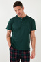 Plaid Cotton Elastic Waist Regular Fit Short Sleeve Pajama Set Men's Pajama Set 65720 - 3