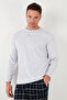 Plaid Cotton Elastic Waist Regular Fit Long Sleeve Pajama Set Men's Pajama Set 65720 - 3