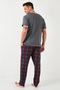 Plaid Cotton Elastic Waist Regular Fit Short Sleeve Pajama Set Men's Pajama Set 65720 - 5