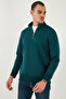Cotton Regular Fit Half Zipper Stand Collar Sweat Men's Sweat 59052592 - 5