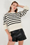 Relaxed Fit Striped Front Short Back Long Sweater Pullover 4616174 - 6