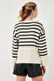 Relaxed Fit Striped Front Short Back Long Sweater Pullover 4616174 - 8