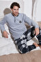 Regular Fit Crew Neck Winter Soft Textured Fleece Pajama Set Men's PAJAMA SET 6096 - 2