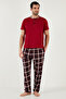 Men's Plaid Cotton Pajamas Set - Short Sleeve, Regular Fit 60961007 - 2