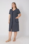 Women's Plus Size 100% Cotton Combed Fabric Zippered Summer Dress / Navy-Spotted 4099 - 3