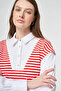 100% Cotton Line Pattern Sweatshirt Red - 6