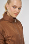 Waist Drawstring Short Coat Light Brown - 8