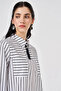 Stripe Pattern Cotton Long Tunic Black - 6