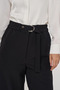 Metal Buckle Fabric Trousers Black - 7