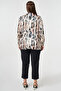 Abstract Pattern Chiffon Blouse Beige - 4