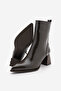 Women's Pointed Toe Thick Heel Boots Esvon Brown - 6