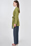 Double-Breasted Tie-Detail Linen Jacket Matcha Green - 3