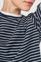Stripe Pattern Cotton Sweatshirt Dark Navy Blue - 6