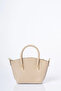 Gold Detailed Faux Leather Tote Bag Stone - 4