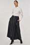 Zipper Closure Faux Leather Skirt Black - 5