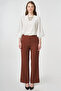 Elastic Waist Basic Trousers Dark Brown - 2