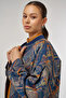 College Collar Abstract Pattern Jacket Pumpkin - 6
