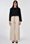 Metal Buckle Rayon Trousers Stone - 2