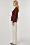 100% Viscose Button Detailed Knitwear Cardigan Burgundy - 4