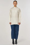Knitted Pattern Off Shoulder Knitwear Tunic Ecru - 3