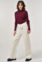 Lace Detailed Viscose Knitwear Trousers Cream - 3
