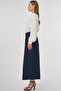 Anlevop Detailed Pencil Skirt Dark Navy Blue - 3