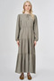 100% Lyocell Waist Detailed Maxi Dress Khaki - 3