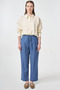 Pile Detailed Linen Trousers Indigo - 2