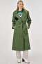 Trench Coat with Embroidery Detail Forest Green