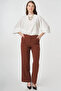 Elastic Waist Basic Trousers Dark Brown