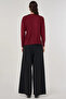 Button Detailed Shirt Collar Cardigan Burgundy - 5