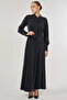 Scarf Collar Stylish Dress Black