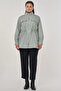 Geometric Pattern Stand Collar Jacket Ice Green - 3