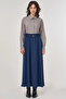 A-Line Skirt with Belt Detail Indigo - 2
