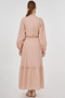 Ruffle Detailed Seersucker Dress Powder - 4