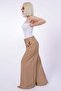 Beige Front Pleated Palazzo Women's Trousers Sh243 - 6