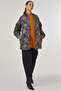 College Collar Abstract Pattern Jacket Pumpkin