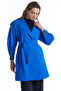 طوق مزدوج الصدر، حزام مربعات، غطاء مفصل، أزرق كوبالت - 2